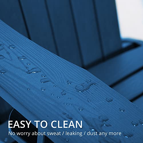 LUE BONA HDPS Adirondack Chairs Set of 4, Long-Lasting All-Season Outdoor Patio Chairs, Hidden Cup Holder, 350 LBS, Navy Blue