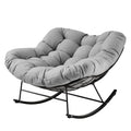 JEAREY Outdoor Papasan Rocking Chair, Oversized Patio Rocker, Comfy Egg Chair for Bedroom, Living Room, Garden, Porch, Lawn, Grey