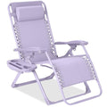 Best Choice Products Adjustable Zero Gravity Chair, Monochromatic Color Folding Patio Recliner w/Side Tray, Headrest - Lavender