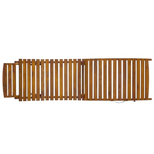 SAFAVIEH Outdoor Patio Furniture Collection - Fanty Brown Solid Wood Folding Chaise Lounge Chair, Slatted Teak-Style Design, Portable Sun Lounger with No Cushion (PAT6803A)