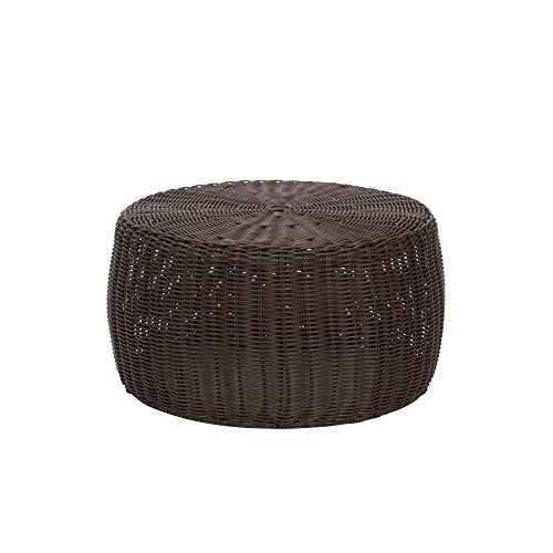 Household Essentials Round Handwoven Resin Storage Stool Ottoman, Brown