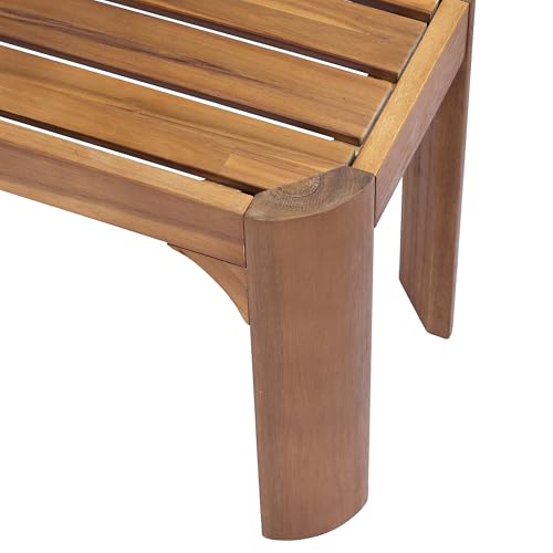 Christopher Knight Home Outdoor Dining Table Set with 2 Benches, 70" Acacia Wood Patio Table and Dual 57" Benches, Teak Finish Slatted Garden Furniture for Backyard Deck Seating 6-8 People
