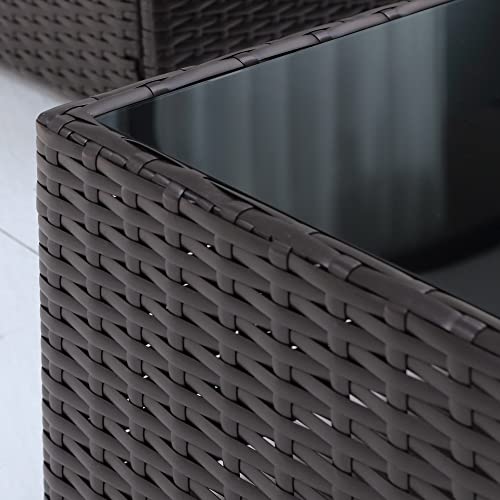 Outsunny 7 Piece Patio Furniture Set, Wicker Outdoor Sectional Sofa Set, All Weather PE Rattan Outdoor Furniture Conversation Sets with Cushions, Glass Top Coffee Table, Pillows, Cream White