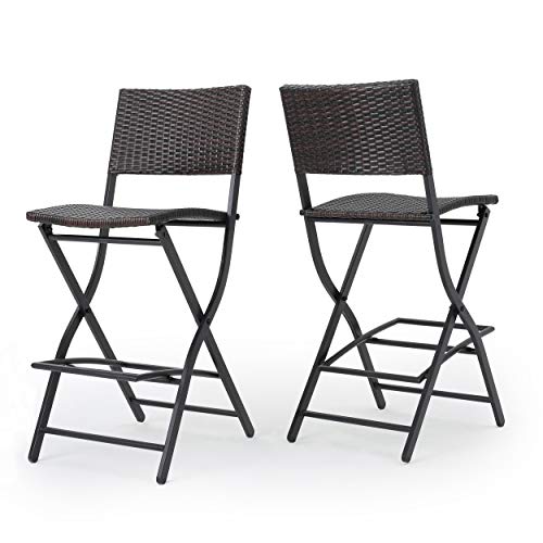 Christopher Knight Home Margarita Outdoor Wicker Barstools, 2-Pcs Set, Multibrown