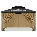 Gazebo Privacy Curtains 10' x 12' Replacement Panels – Waterproof & Windproof 4 Zippered Sidewalls for Patio Canopy, Outdoor Garden or Backyard Gazebo(Khaki)