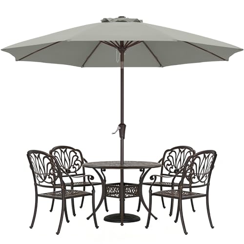 ABCCANOPY 10FT Patio Umbrella, Outdoor Waterproof Table Umbrella with Push Button Tilt and Crank, 8 Ribs UV Protection Pool Umbrella for Garden, Lawn, Deck & Backyard (Gray)