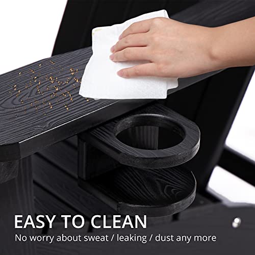 LUE BONA HDPS Adirondack Chairs Set of 4, Long-Lasting All-Season Outdoor Patio Chairs, Hidden Cup Holder, 350 LBS, Black