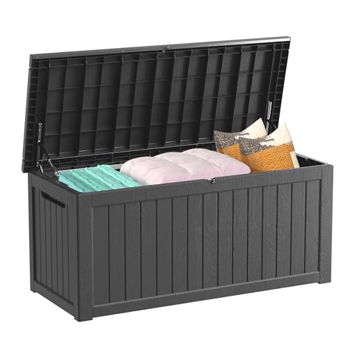 Decksplore Outdoor Storage Box Waterproof, 200 Gallon Lockable Resin Large Deck Box, Patio Storage Bin for Pool Accessories Cushion Furniture, Garden Tools, UV-Resistant Outside Delivery, Black