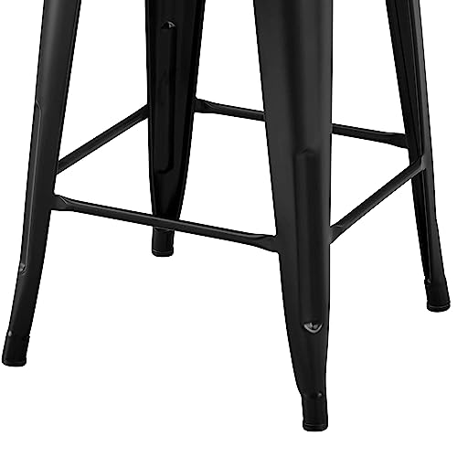 Yaheetech Bar Stools Set of 4, Metal Counter Height Chairs, 30 Inch Industrial Kitchen Stools with Backrest and Footrest for Indoor/Outdoor, Matte Black