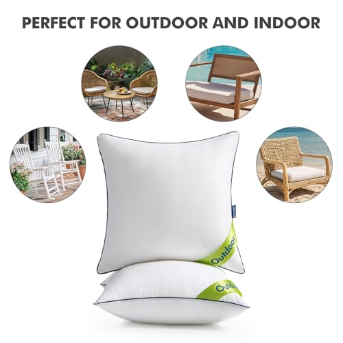 MIULEE 18x18 Outdoor Pillows, Pack of 4 Water Resistant Waterproof Pillow Inserts Decorative Stuffer for Sofa Couch Patio and Garden