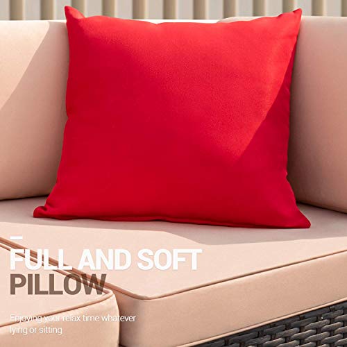 Furniwell 5 Pieces Outdoor Sectional Furniture Set Patio Wicker Rattan Sofa Set Backyard Couch Conversation Sets with Pillow, Cushions and Glass Table (Beige)