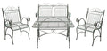 SAFAVIEH Outdoor Collection Leah Victorian Scroll Antique Dark Green Wrought Iron 4-Piece Patio Set