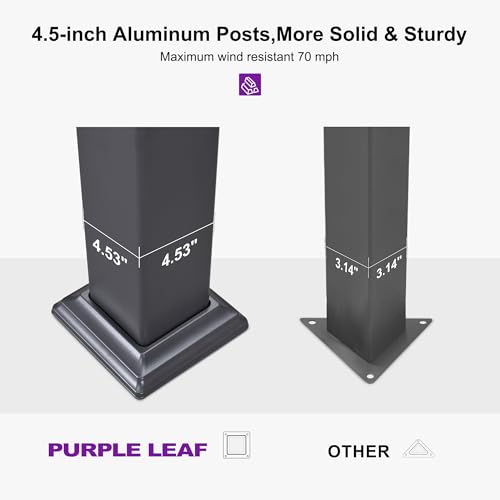PURPLE LEAF Large Louvered Pergola 92KS 13' x 30' with Integrated Solar LED Strip Light Adjustable Aluminum Roof Weather-Resistant Pergolas for Outdoor Patio Garden Yard Gray