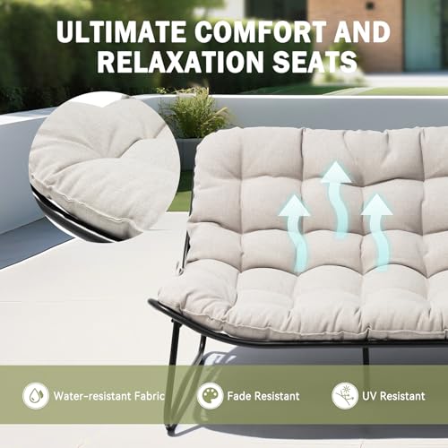 Crestlive Products Outdoor Loveseat, 2-Seat Sofa with Soft Cushion, All-Weather Outdoor Couch Patio Furniture for Balcony, Poolside, Backyard, Porch (Beige)