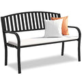Maemttes Outdoor Bench Garden Bench, Weatherproof Anti-Rust Heavy-Duty Outside Benches Clearance, Wrought Iron Metal Bench for Front Porch, Patio, Park