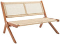 SAFAVIEH Outdoor - Kobina Folding Bench - Natural & Natural - Solid Wood and Rope - Modern Sculpted Folding Design - Ideal for Patio, Deck, Porch, Backyard, 13.8" Seat Height (PAT7304A)