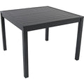 Hanover Naples 38" Square Outdoor Aluminum Slat Dining Table, Gray, All-Weather