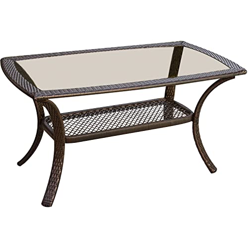 Hanover Orleans 2-Piece Steel Outdoor Patio Deep Seating Set with Brown Wicker, Sofa, Autumn Berry Red Cushions, 2 Pillows and Glass Top Rectangular Coffee Table