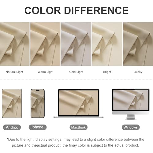 RYB HOME Outdoor Curtains for Patio Waterproof Block Sunlight Thermal Insulated Privacy Assured Thick Outside Curtains for Porch, Gazebo, Pergola, W52" x L84", Biscotti Beige, 1 Panel