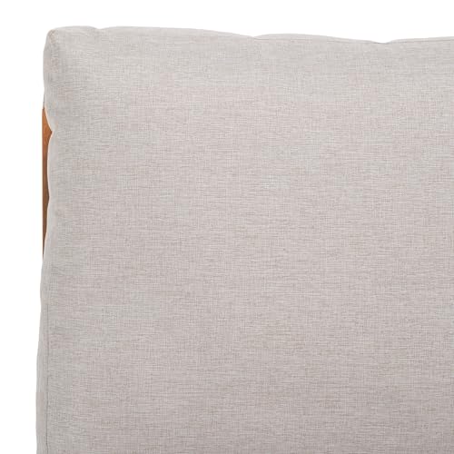 SAFAVIEH Outdoor - Lynn Lounge Chair Set of 2 - Natural & Light Grey - Solid Wood with Cushion - Modern Slatted Lounge Design - Ideal for Patio, Deck, Poolside, Backyard (PAT7328B-SET2)