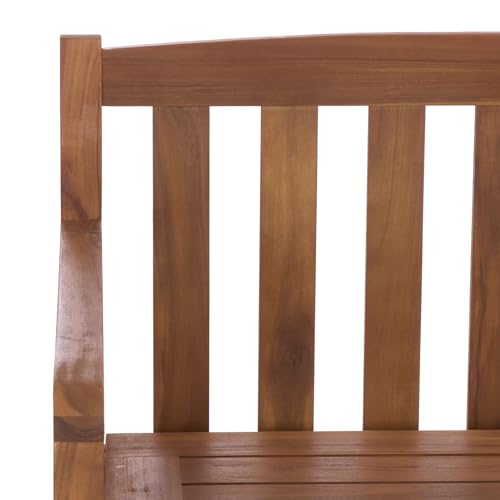 SAFAVIEH Outdoor Patio Furniture Collection – Kelter Solid Teak Wood Bench Box with Storage, Slatted Design, Versatile Indoor/Outdoor Seating (PAT6813A)