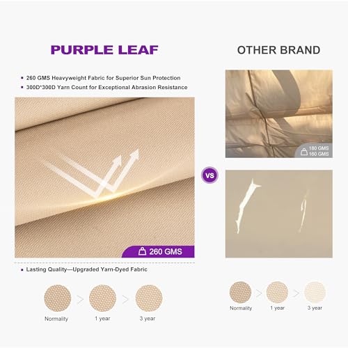 PURPLE LEAF 10' X 13' Outdoor Retractable Pergola with Sun Shade Canopy Patio Metal Shelter for Garden Porch Beach Pavilion Grill Gazebo Modern Yard Grape Trellis Pergola, Beige