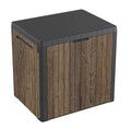 Keter Signature Everwood 30 Gallon Resin Outdoor Storage Box and Patio Furniture Side Table for Pool and Garden Accessories, Walnut