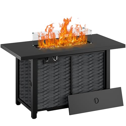Shintenchi Propane Fire Pits 43″ Outdoor Gas Fire Pit, 50,000 BTU Rectangle Gas Fire Pit Table with Lava Rocks, 2-in-1 Fire Table with Removable Lid, CSA-Certified for Outside Patio,Parties,Backyard