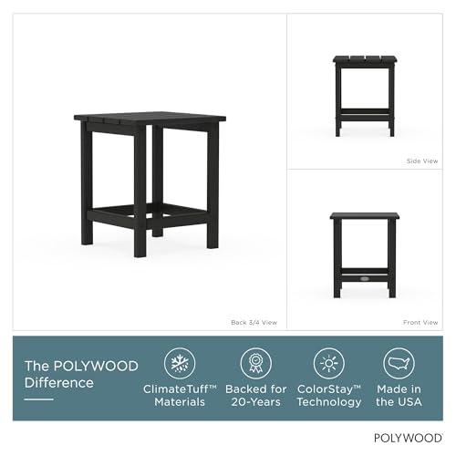 POLYWOOD Long Island 18" Side Table, Black