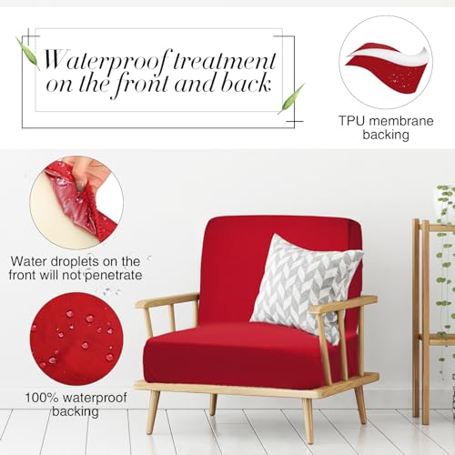 Newwiee 8Pcs Patio Cushion Covers Stretch Outdoor Cushion Cover Replacement for Patio Furniture Sofa Couch Slipcovers, Soft Flexibility Washable Furniture Protector(Waterproof Pure,Wine Red)