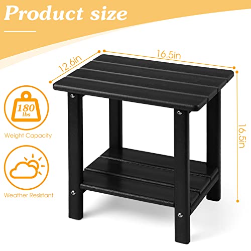 Apolimi Adirondack Outdoor Side Table, 2-Tier Sturdy Patio End Table Weather Resistant, 16.5" Solid Side Table for Patio, Pool, Porch