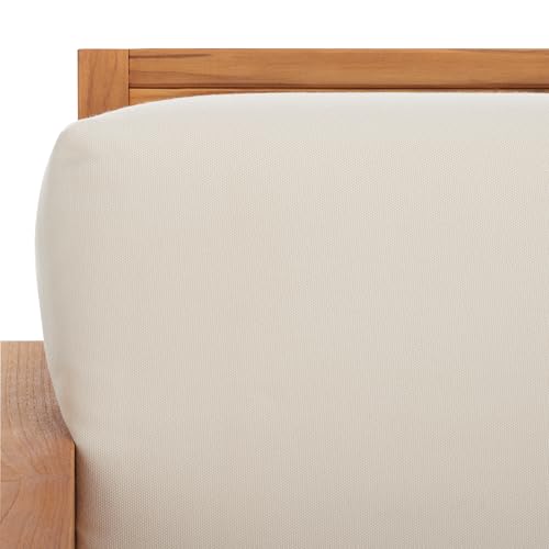 Safavieh CPT1009A Couture Curacao Brazilian Teak Outdoor Patio Club Chair, Natural/White