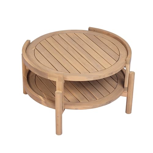 Christopher Knight Home 5-Piece Acacia Wood Patio Furniture Set with Coffee Table, 7 Seater Outdoor Conversation Sofa Set, Patio Sectional Chat Set for Backyard Balcony, Teak+ Beige