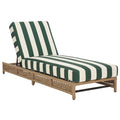 SAFAVIEH Outdoor Patio Furniture Collection - Callan Heather Tan Rope Chaise Lounge Chair, Hunter Green Stripe Cushion, 6 Reclining Positions, Fully Assembled (PAT7547H)