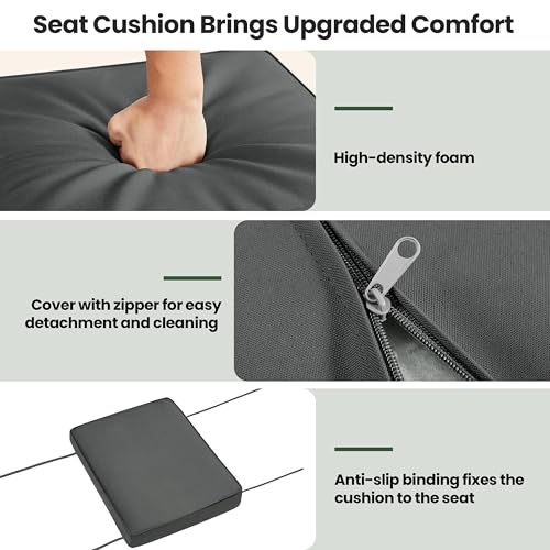 Yaheetech Wicker Ottomans, Set of 2 Footrest with Removable Cushion, 2pcs PE Rattan Side Table Additional Seating Multipurpose Outdoor Furniture for Patio, Backyard, Black/Gray