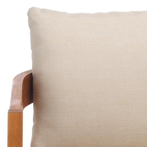SAFAVIEH Outdoor Patio Furniture - Owen 4-Piece Set - Sand & Taupe - Acacia Wood - Conversation Set with Detachable Cushion Covers - Ideal for Patio, Deck, Porch, Backyard (PAT9510A-KIT2)