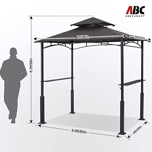 ABCCANOPY 8x5 Grill Gazebo - Outdoor BBQ Canopy Shelter with Led Light for Patio Backyard Grilling (Dark Grey)