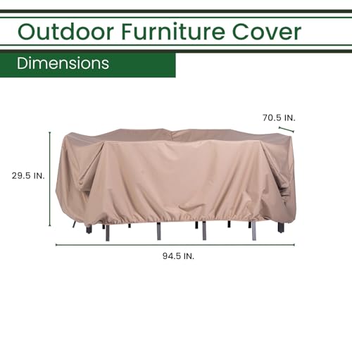 Hanover Outdoor Rectangle Furniture Cover for 7-Piece Dining Set, Waterproof, Weatherproof, 94.5" L x 70.8" W x 29.52" H