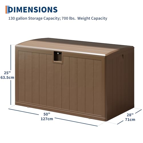 ActiveTrail Large 130 Gallon Outdoor Storage Box, Waterproof & Lockable Outdoor Deck Box for Garden Tools, Pool Accessories & Cushions