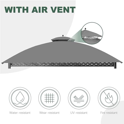 JANCANOPY Replacement Gazeb Cover for 10X12Ft Oakmont Gazebo L-GZ1188PST-A,Pinehurst Gazebo L-GZ1188PST, Gray