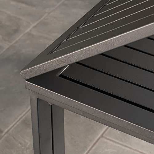 Hanover Conrad 31.5" x 46" Folding Outdoor Dining Table, Console Patio Table with Weather-Resistant Aluminum Frames, Modern Space-Saving Patio Furniture Table for Backyard, Deck, and Patio, Grey