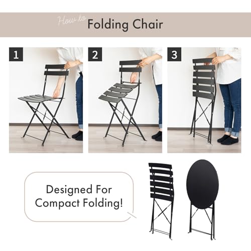 SAYA KIJI Indoor/Outdoor 3-Piece Foldable Bistro Set, Folding Outdoor Patio Furniture Sets, 2 Chairs and 1 Table, Weather-Resistant Outdoor/Indoor Conversation Set for Patio, Yellow, White, US001