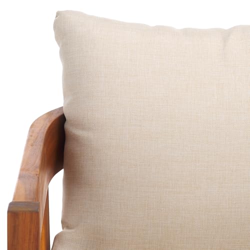 SAFAVIEH Outdoor Collection Owen Natural Brown/Taupe Cushion Solid Wood Chair Set of 2