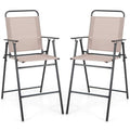 Giantex Outdoor Folding Bar Chair Set of 2, Counter-Height Patio Chairs with Backrest, Armrests, Footrest, Metal Frame, Patio Furniture Chair Set for Backyard Poolside Balcony, 330 LBS Capacity