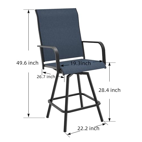 Nixtopia Outdoor Bar Stools Set of 2, 28.4" Pub Height Tall Patio Chairs, All-Weather 360° Swivel Patio Barstools for Outside Garden Poolside Yard, Blue