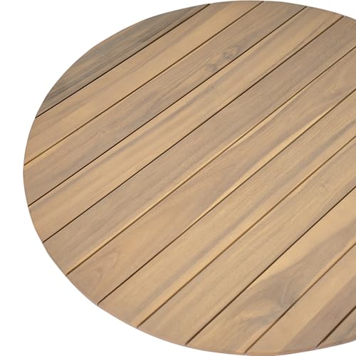 Christopher Knight Home Lalina Outdoor Coffee Table, Acacia Wood Accent Table with Slatted Panel Design, Round Patio Table for Garden Porch Balcony, Low Maintenance Outdoor Furniture, Natural