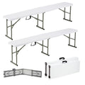 Candockway 6ft Plastic Folding Bench with Carrying Handle & Lock, Portable Outdoor Bench in Garden Picnic Camping Dining Party Seat, Waterproof Bench for Soccer Activities, Firm and Durable (2Pack C)