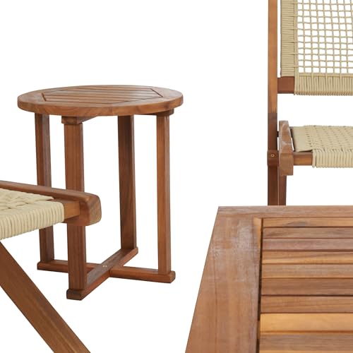 SAFAVIEH Outdoor Collection Kobina Natural/Natural Rope Solid Wood 5-Piece Conversation Patio Set