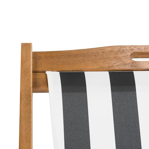 SAFAVIEH Outdoor - Loren Folding Sling Chair Set of 2 - Brown & Black Stripe - Solid Wood - Portable Bistro Design - Ideal for Patio, Deck, Poolside, Backyard, 24" W x 43" D x 25" H (PAT7040C-SET2)