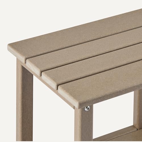 Amazon Basics Outdoor Side Table with Lower Shelf, Weather-Resistant Stainless Steel Hardware, 41.91cm x 32cm x 41.91cm, Brown, 1-Pack